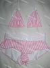Colección] Traje de baño femenino de cintura alta con abertura y lazo a cuadros rosa estilo Pure Lust de Ins Girl