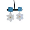 Pendientes de flor azul estilo vacación de verano en la playa, diseño exquisito y único, pendientes versátiles que adelgazan el rostro