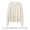 Cárdigan de punto 100% cachemira pura, moderno estilo nuevo de otoño e invierno, cuello redondo con pedrería, de un solo botón, elegante y cálido para mujer