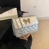 Lingge Bordado Small Bag 2024 Novas Mulheres Popular Explosivo All-match Chain Crossbody Bag Moda Ombro Pequeno Saco Quadrado