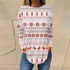 Primavera 2023 nuevo suéter de camiseta de manga larga con estampado digital para mujer, cuello redondo, holgado, casual, camiseta estampada de Navidad