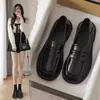 Zapatos de Mujer Talla Grande 35-43, Zapatos Pequeños de Cuero Negro de Cuero Suave Genuino, Nuevos Mocasines Estilo Británico Primavera y Verano Jk, Zapatos Planos