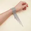 Pulsera Exagerada de Cadena con Borla de Pedrería Multihilera, Elegante para Fiestas Nocturnas de Baile para Mujeres, Cristal Brillante Directamente del Fabricante