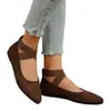 Zapatos Planos Cruzados de Gamuza con Punta Aguda para Mujer, con Tira Elástica en el Tobillo, Suela Suave, Versátiles para el Trabajo, Estilo Ballet de Boca Baja, Transfronterizos