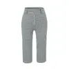 Pantalones casuales de verano para mujer con almohadillas para cadera incorporadas, estampado a cuadros, cintura alta, adelgazantes, abertura lateral, elásticos, ajustados tipo capri