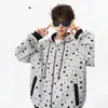 Sudadera con capucha estilo americano de calle con estampado de estrellas, unisex, colección de otoño, diseño de peso pesado, cárdigan con cremallera, corte holgado, prenda de abrigo de nicho