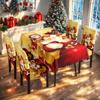 2025 Amazon Temu Más Vendido Dropshipping Rojo Dorado Papá Noel Mantel Impresión Digital Cubierta de Silla Navideña