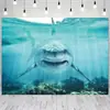 Tela de Fondo de Animales Marinos Modelo Nuevo Transfronterizo, Tela Colgante de Tiburón Mundo Submarino, Tela de Fondo de Decoración de Escena de Patio al Aire Libre
