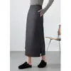 Saia Longa Reta Elegante de Alta Qualidade para Mulheres, Estilo Executivo, Novo Design Outono 2026, Saia Longa Reta com Patchwork Único e Fenda