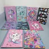 Cuaderno de Espiral Lindo de Dibujos Animados con Diseños de Caballito de Mar, Ballena, Flamenco, Tiburón, Páginas de Colores Femeninas, Cuaderno, Bloc de Notas, Libro de Papelería