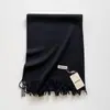 Cachecol de lã fino com franjas de cor única estilo coreano para mulheres, quente e elegante para outono e inverno, adequado para casais
