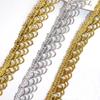 Suministro directo de fábrica corona de encaje de onda encaje dorado y plateado textil para el hogar accesorios decorativos para ropa encaje dorado