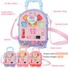 Brinquedos de Cosméticos Infantis Transfronteiriços Batom de Simulação Sombra para Olhos Caixa de Maquiagem Mochila Transversal com Espelho Brinquedos de Penteadeira