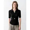 Camisa Polo de Malha de Manga Curta Estilo Old Money Francês para Mulheres, Primavera Vintage de Alta Qualidade Slim-Fit Simples Camiseta Top