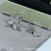 Pendientes Van Gogh Edición de Lujo V Chapados en Oro 18K Trébol de Cuatro Hojas Oro Rosa Ágata Roja, Estilo Fresco y Versátil