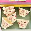Tazón de Arroz Cherry Kitty de Alto Valor Estético para Uso Doméstico, Vajilla de Cerámica Esmaltada de Color, Lindo Tazón para Ensalada de Frutas y Postres, Tazón para Yogur
