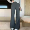 Ropa de maternidad otoño invierno color liso pantalones micro campana cintura alta cobertura de soporte para el vientre oculta la carne ajustados negro gris dos colores embarazo ropa exterior casual pantalones largos