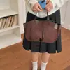 Bolsa feminina retrô de grande capacidade, bolsa tote de inverno transfronteiriça nova moda para o dia a dia, bolsa de ombro fosca mãe e filho