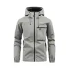 Versión Transfronteriza de la Chaqueta, Nuevo Estilo Otoño Moda Masculina Casual con Capucha Color Sólido Multibolsillos Chaqueta de Trabajo, Cortavientos para Exteriores