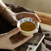 Caneca Master com Design de Espiga de Trigo Pintada à Mão, Conjunto de Chá Kung Fu, Xícara de Degustação de Cerâmica, Xícara de Chá Grande para Uso Doméstico por Estudiosos, Xícara Única