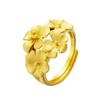 Oro aluvial birmano Zhenrong Anillo de flor para mujer Collar con flor de latón bañado en oro Pulsera Juego de tres piezas Accesorios de boda