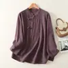 Nueva camisa larga de lino estilo Zen chino para mujer, colección de principios de otoño, estilo tradicional chino con cierre de botones al frente, chaqueta de algodón y lino de longitud media