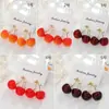 Brincos de Fruta Cereja Simulada Tridimensional de Temperamento de Luxo Leve Japonês e Coreano Design de Menina Doce Brincos de Personalidade da Moda