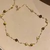 Collar Colgante de Piedra Ojo de Tigre Bañado en Oro Real Cadena de Clavícula Retro Maillard Joyería Versátil de Gama Alta de Nicho