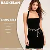 Joias transfronteiriças europeias e americanas: corrente de cintura metálica em argola em formato de coração da moda para mulheres, cinto simples estilo punk, acessório para vestido