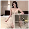 Lencería Sexy con Espalda Descubierta, Atractivo Camisón de Malla Transparente con Tirantes Halter de Mariposa, Conjunto Uniforme Puro Deseo