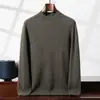 Suéter de Cachemira Grueso de Cuello Semi-Alto para Hombre Otoño e Invierno Nuevo Negocios Casual Tejido Camiseta Base Color Sólido Suéter Versátil