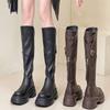 Botas Elásticas de Gama Alta por Encima de la Rodilla para Mujer 2024 Otoño e Invierno Nuevo Estilo Cierre Trasero Botas Altas de Suela Gruesa