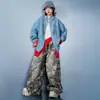 Conjunto de baile callejero estilo hip-hop para niños y niñas, con una camisa de cuadros azules y pantalones con estampado de estrellas camufladas, un conjunto de práctica de hip-hop