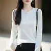 Camiseta de Algodón de Manga Larga Nueva de Otoño para Mujer Cuello Alto Capa Interior Botones Corte Ajustado Camiseta Base Top Otoño/Invierno Venta al por Mayor