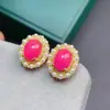 Brincos Femininos de Pérola Rosa Natural Opala Estilo Francês Luxo Leve Banhados a Ouro 18K Alto Padrão Elegante Design de Nicho Corte