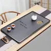 Pieza entera bandeja de té de piedra Wujin mesa de té de piedra mar de té tamaño grande soporte para juego de té Gongfu estilo simple para oficina
