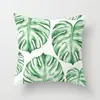 Estilo Nórdico Creativo Hoja de Planta Verde Cojín Decorativo Poliéster Lino Sala de Estar Mesita de Noche Funda para Respaldo Personalizable