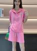 Traje deportivo informal de moda para mujer, verano 2024, nuevo, estilo coreano, suelto, adelgazante, talla grande, conjunto de dos piezas de manga corta para mujer