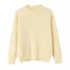 Ins estilo europeu e americano 2026 nova moda temperamento feminino atacado para o dia a dia gola redonda cor sólida suéter pulôver solto