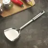 Acero Inoxidable 410 Mango de Acero de Nueve Perlas Pala Cuchara Juego de Cocina Utensilios Domésticos Venta al por Mayor Sartén Wok Espátula Cuchara para Gachas Vendedor Ambulante