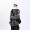 Suéter Desgastado Falso de Dos Piezas para Hombre, Marca Japonesa de Moda, Diseño de Moda Callejera, Estilo Perezoso, Chaqueta Suéter de Punto Holgada