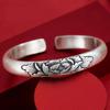 Pulseira Aberta Esculpida em Cobre Prateado Estilo Chinês Peônia Tridimensional Artística e Elegante Pulseira de Temperamento de Luxo Leve Venda Direta