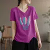 Camiseta de mujer de marca para comercio exterior transfronterizo con etiquetas cortadas, de manga corta, para verano, talla grande, top holgado que cubre la barriga