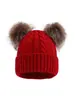 Gorro de Punto Trenzado Simple de Moda para Otoño e Invierno de Adulto, Lindo Doble Pompón, Cálido a Prueba de Viento para Exteriores, Gorro de Lana