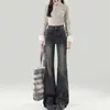 Jeans Acampanados Negros y Grises Moda Femenina 2025 Tendencia Versátiles Nuevos Otoño Delgados Sueltos Pantalones Antiadherentes