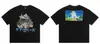 Camiseta Informal Holgada de Manga Corta Pesada para Hombre con Dibujos Animados Americanos de San Miguel, Moderna de Verano