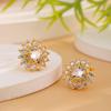 Aretes Transfronterizos Europeos y Americanos de Girasol Chapados en Cobre, Lujo Ligero, Zirconia, Personalizados, de Alta Gama, Elegantes, Aretes de Banquete y Aretes