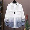 Camisa de color degradado para hombre, camisa de manga larga de primavera y otoño, estilo coreano, informal, a juego, moderna, holgada, con protección solar