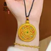 Retención de Color Alta Dorado Arena Esmalte Coloreado Vajra Ocho Tesoros Brújula Giratoria Colgante Collar Placa Redonda Mayoreo