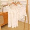 Pijamas de Algodón Nube para Mujer, Estilo Delgado, Primavera/Verano 2025, Conjunto Camisola y Pantalones Cortos, Mangas con Volantes, Ropa de Dormir de Dibujos Animados, Estilo Femenino